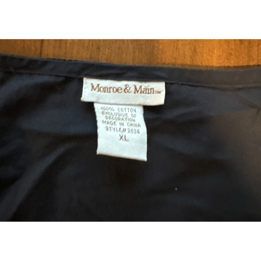 Women's Monroe and Main Blouse Gray Gold Embroidered Draw Waist Size XL Boho - Picture 2 of 6